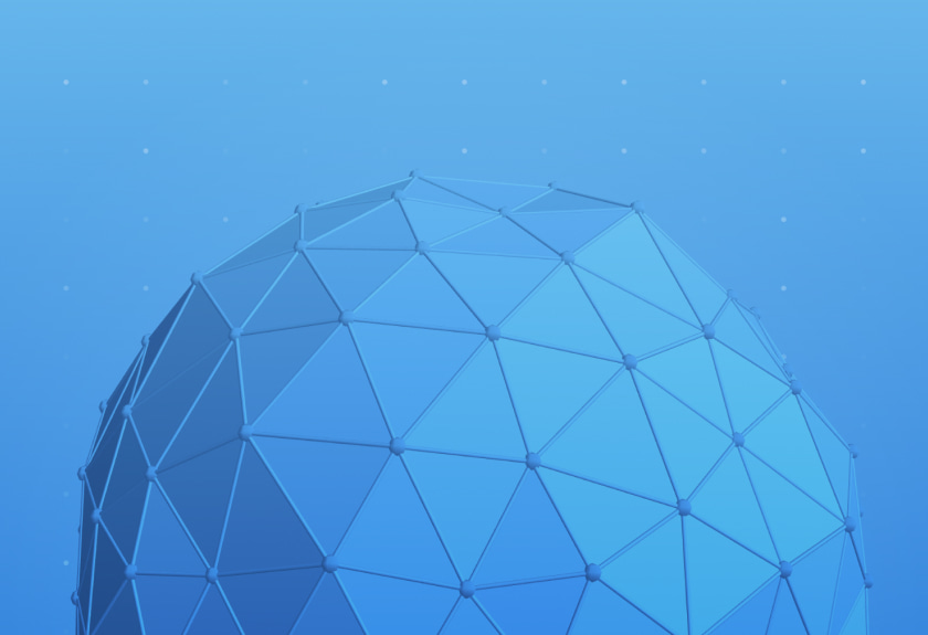 A blue spherical figure with triangle faces