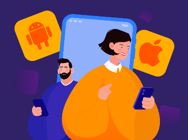 Two people using Android and iOS platforms